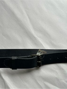 Lanvin Black Leather Men's Belt with Brushed Metal Buckle